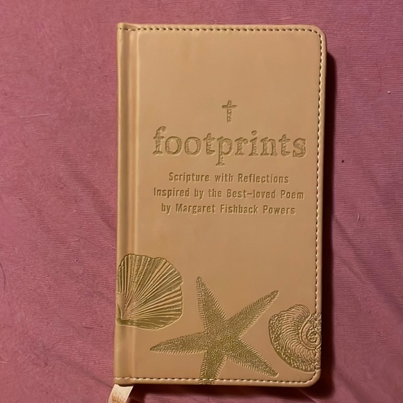 NEW Hallmark Leather Hardcover Footprints Scripture with Reflections Book - Picture 1 of 2